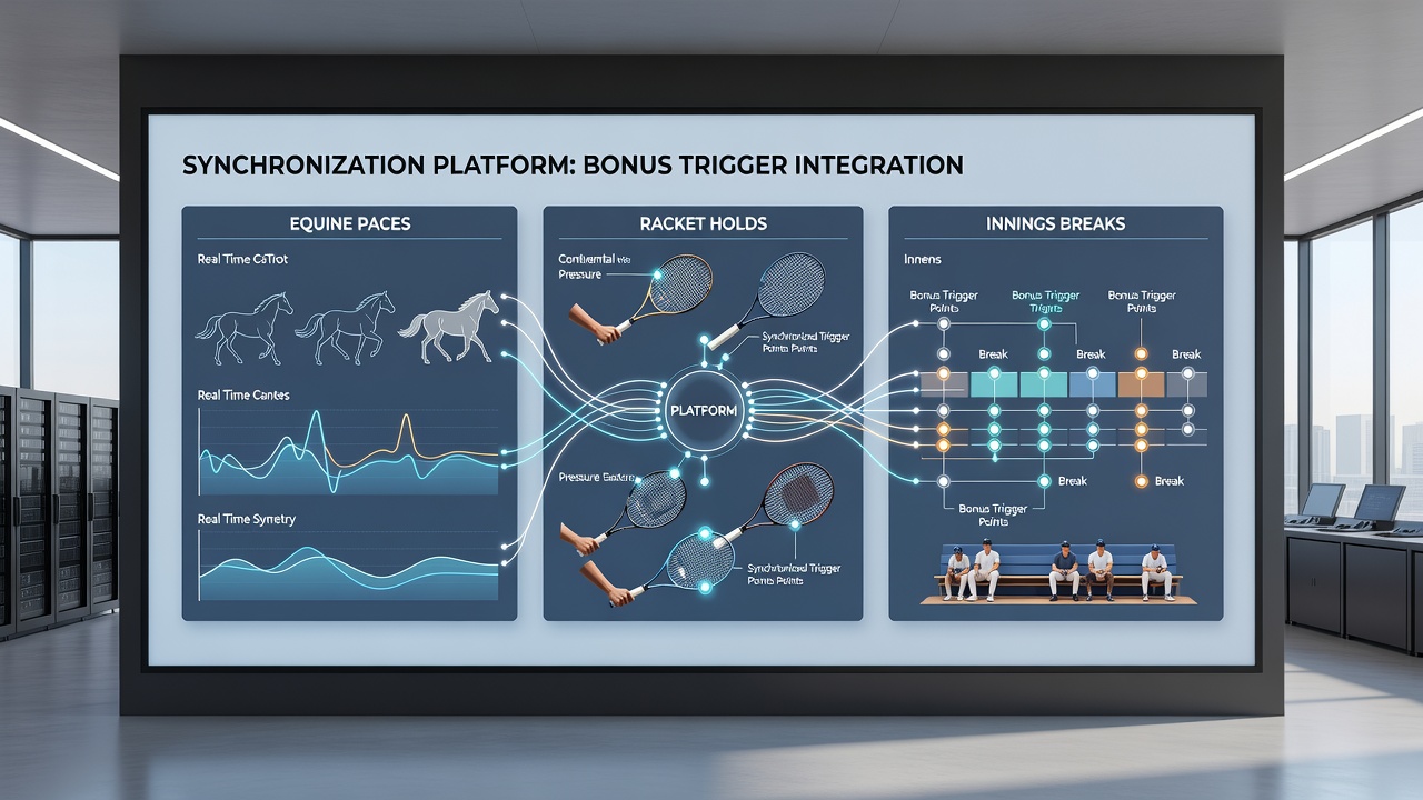 Data alignment visualization connecting horse racing sensors, tennis analytics, and cricket session logs